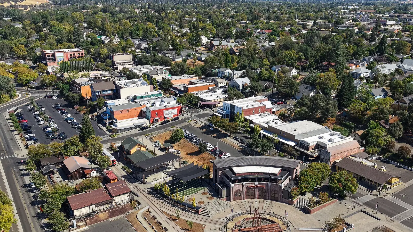 Aerial view of Historic Folsom and Sutter Street