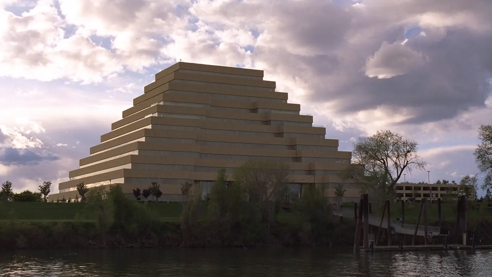 The Ziggurat building on the Sacramento River in West Sacramento