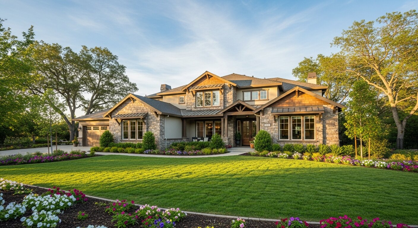 Beautiful home in Folsom, California with a manicured lawn