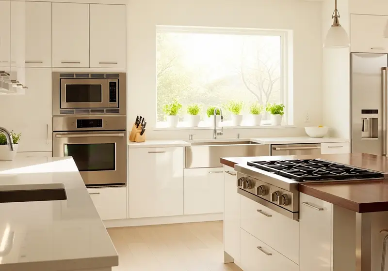 Spotless bright kitchen after a deep cleaning in a Folsom-area home